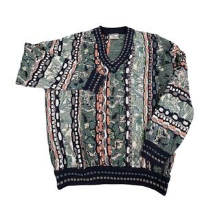 Carlo Alberto Sweater Mens Large Multicolor 3D Textured Knit V-Neck Australia
